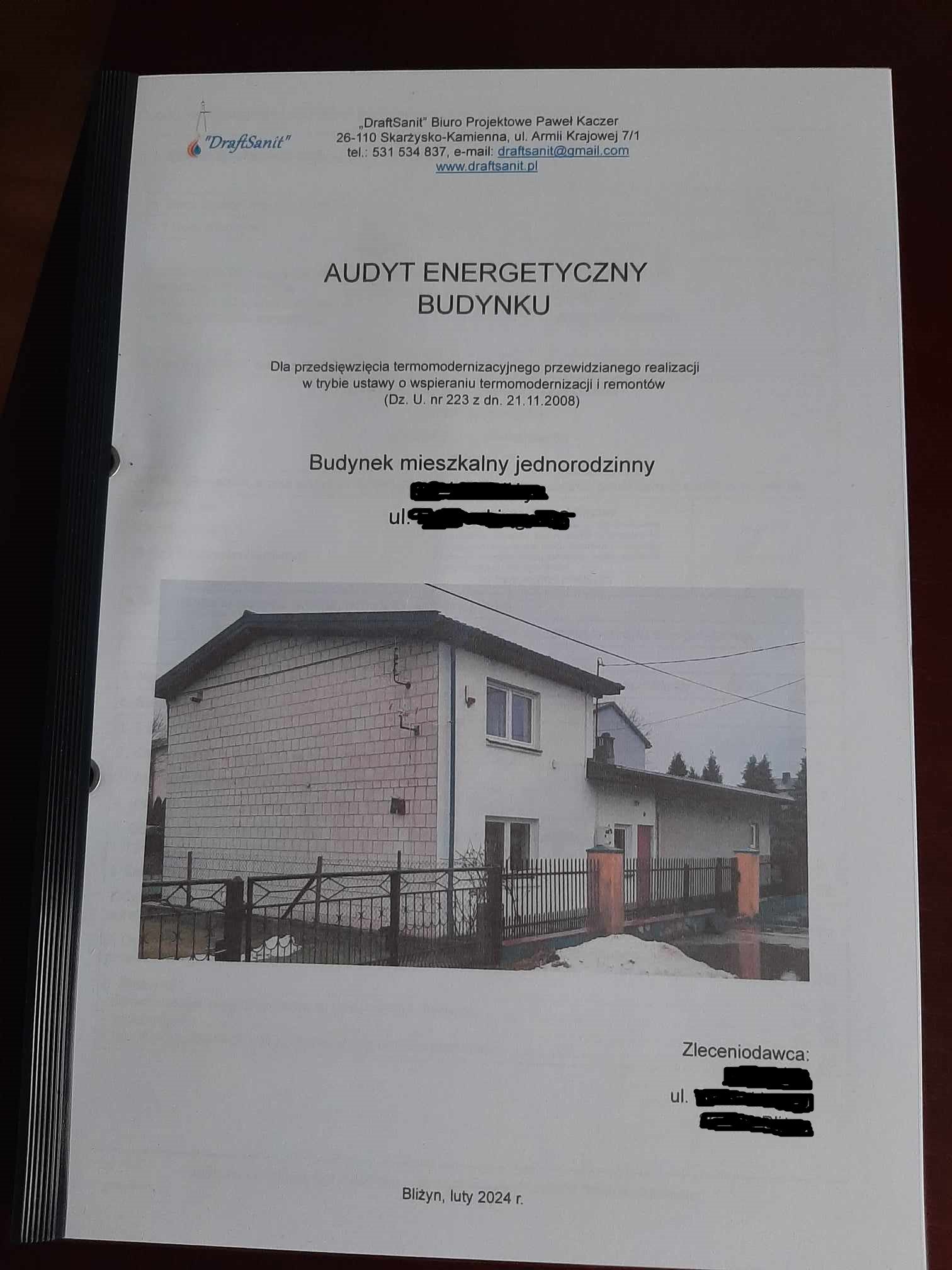 Audyt energetyczny budynku mieszkalnego Bliżyn – DraftSanit Paweł Kaczer