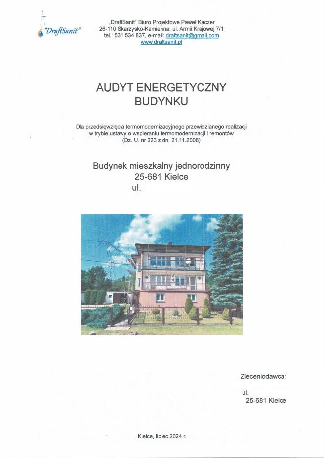 Audyt energetyczny Czyste Powietrze Kielce – DraftSanit Paweł Kaczer